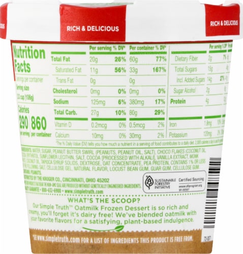 Simple Truth™ Peanut Butter Chip Oatmilk Dairy Free Frozen Dessert Perspective: back
