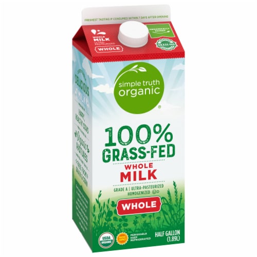 Simple Truth Organic® 100% Grassfed Whole Milk Half Gallon Perspective: back