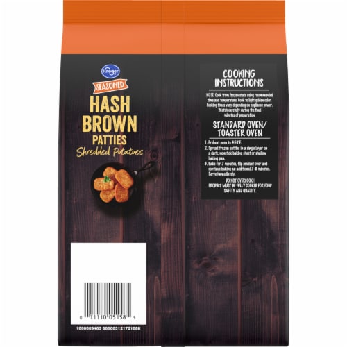 Kroger® Seasoned Hash Brown Shredded Potato Patties Perspective: back