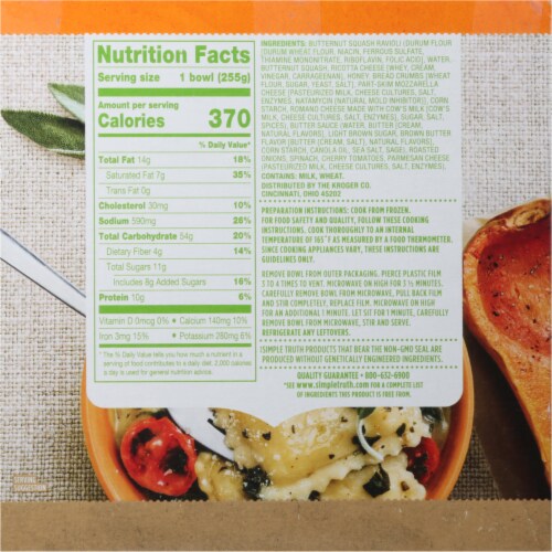 Simple Truth™ Butternut Squash & Sage Ravioli Frozen Meal Perspective: back