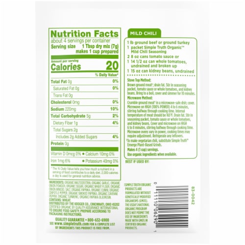 Simple Truth Organic™ Mild Chili Seasoning Mix Perspective: back