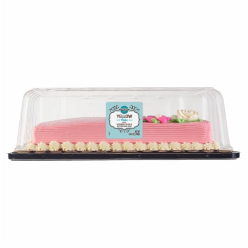 Bakery Fresh Goodness Rose and Daisy Raspberry Filling Sheet Cake Perspective: back