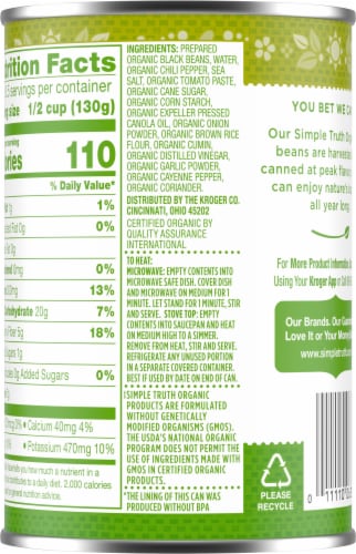 Simple Truth Organic® Seasoned Black Beans Perspective: back