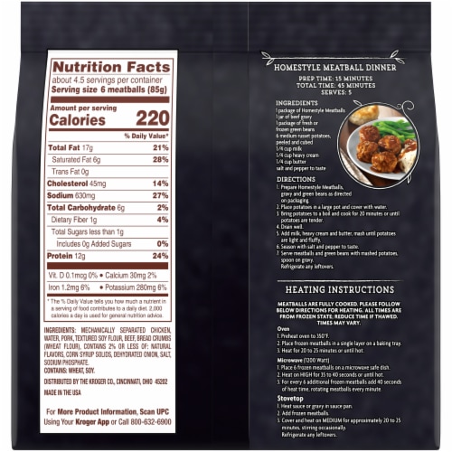 Kroger® Flame Broiled Homestyle Frozen Meatballs Perspective: back