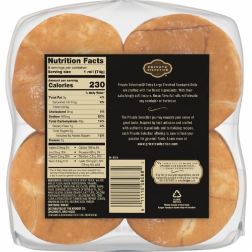 Private Selection® White Extra Large Enriched Sandwich Rolls Perspective: back