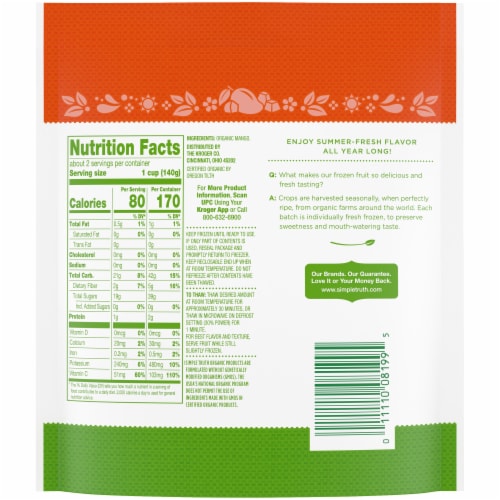 Simple Truth Organic® Frozen Mango Chunks Perspective: back