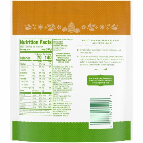 Simple Truth Organic™ Frozen Pineapple Chunks Perspective: back