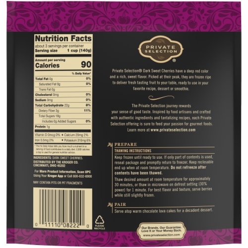 Private Selection® Frozen Dark Sweet Cherries Perspective: back