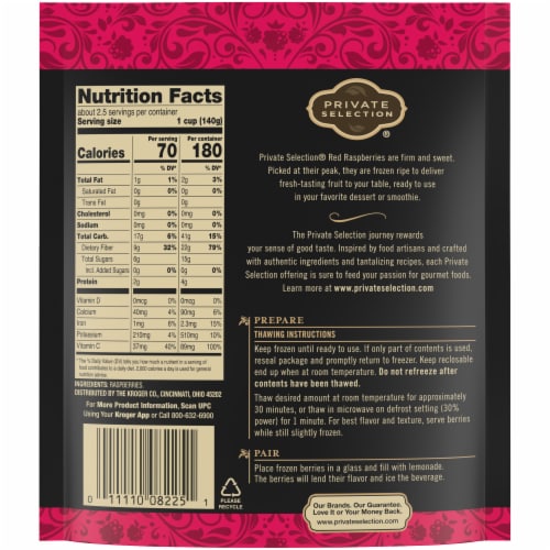 Private Selection® Frozen Red Raspberries Perspective: back
