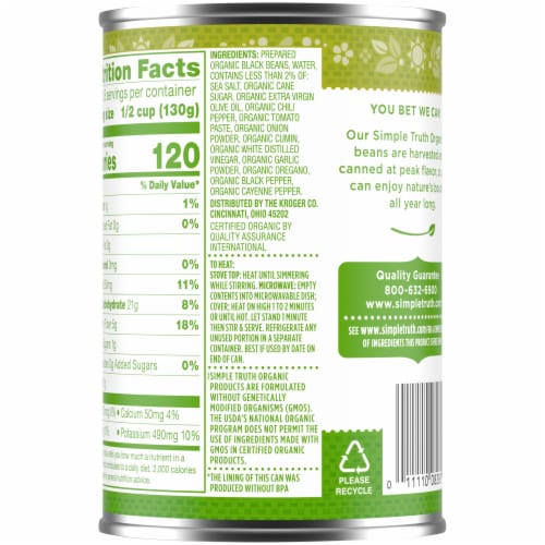 Simple Truth Organic® Seasoned Black Beans Perspective: back