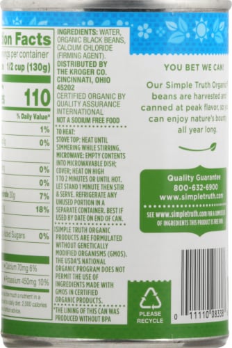 Simple Truth Organic® No Salt Added Black Beans Perspective: back
