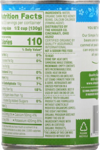 Simple Truth Organic® Red Kidney Beans Perspective: back