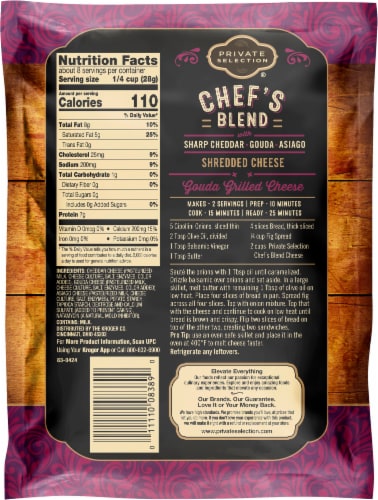 Private Selection® Chef's Blend Sharp Cheddar Gouda Asiago Thick Cut Shredded Cheese Perspective: back