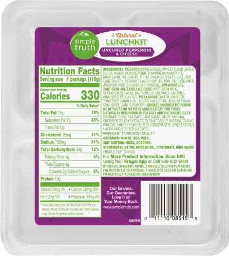 Simple Truth™ Uncured Pepperoni & Cheese Pizza Lunch Kit Perspective: back