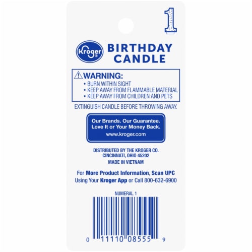 Kroger® Numeral #1 Birthday Candle Perspective: back