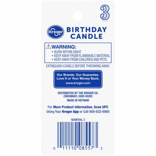 Kroger® Numeral 3 Birthday Candle Perspective: back