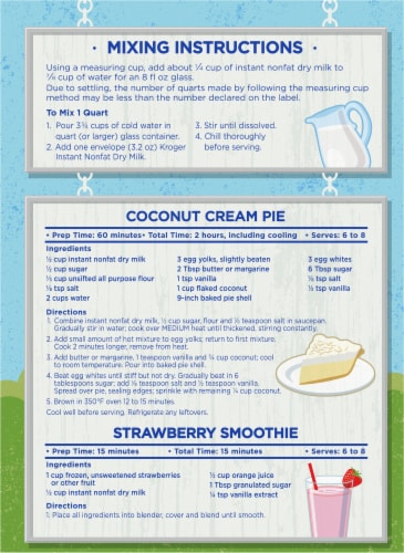 Kroger® Instant Non-Fat Dry Milk Pouches Perspective: back