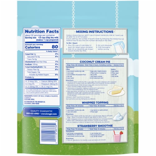 Kroger® Instant Non-Fat Dry Milk Perspective: back