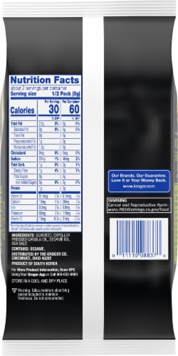 Kroger® Korean Inspirations Sea Salted Roasted Seaweed Snack Perspective: back
