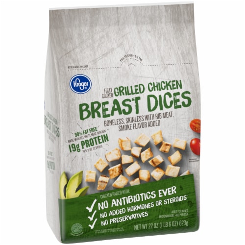 Kroger® Fully Cooked Frozen Boneless Skinless Grilled Chicken Breast Dices Perspective: back