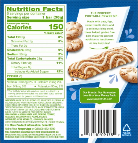 Simple Truth Organic™ Iced Oatmeal Cookie Baked Energy Bar Perspective: back