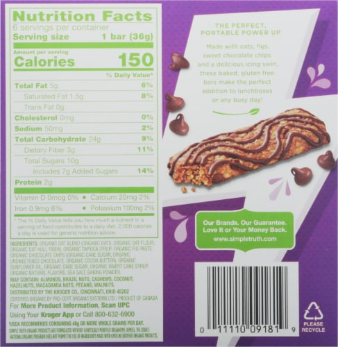 Simple Truth Organic™ Chocolate Chip Drizzle Baked Energy Bar Perspective: back