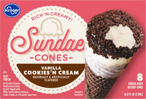 Kroger® Cookies & Cream Frozen Dairy Dessert Cones Perspective: back