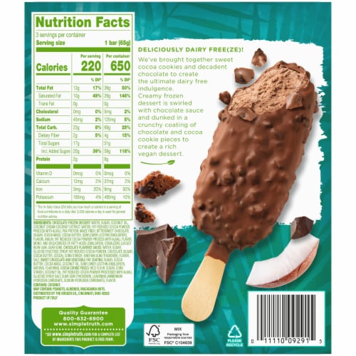 Simple Truth™ Dairy Free Chocolate Cookie Crunch Frozen Dessert Bars Perspective: back