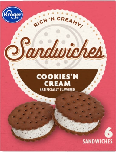 Kroger® Big Wheels Cookies and Cream Frozen Dairy Dessert Sandwiches Perspective: back