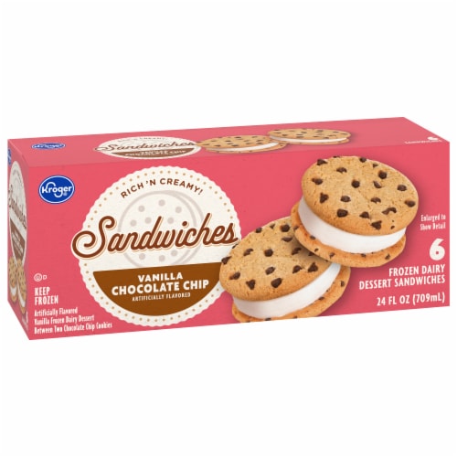 Kroger® Vanilla Chocolate Chip Frozen Dairy Dessert Sandwiches Perspective: back