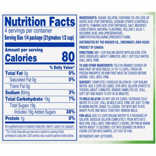Kroger® Lime Gelatin Dessert Mix Perspective: back