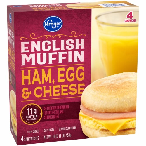 Kroger® Ham Egg and Cheese English Muffin Breakfast Sandwich Perspective: back