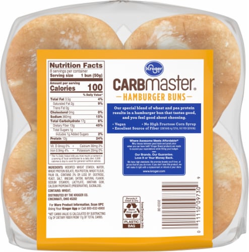Kroger® CarbMaster® Classic White Hamburger Buns Perspective: back