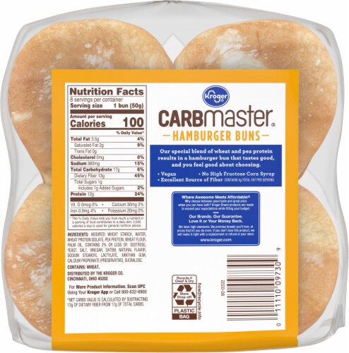 Kroger® CarbMaster® Classic White Hamburger Buns Perspective: back