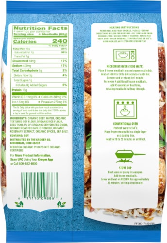 Simple Truth Organic™ 100% Grass-Fed Beef Homestyle Frozen Meatballs Perspective: back