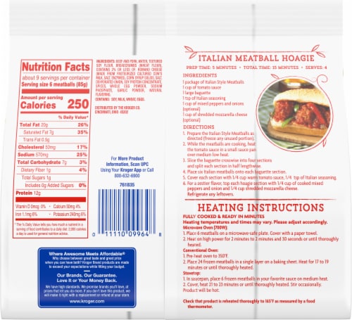 Kroger® Fully Cooked Microwaveable Italian Style Frozen Meatballs Perspective: back