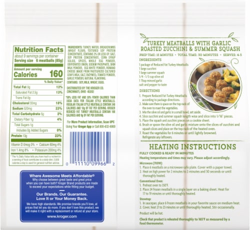 Kroger® Turkey Frozen Meatballs with Romano Cheese Perspective: back