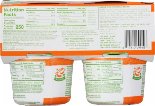 Simple Truth Organic® Deluxe Cheddar Macaroni & Cheese Perspective: back