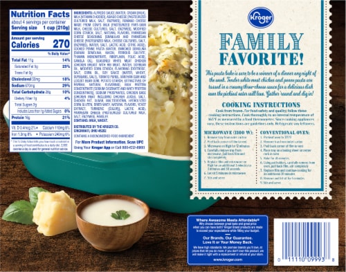 Kroger® Chicken Alfredo Family Size Frozen Meal Perspective: back