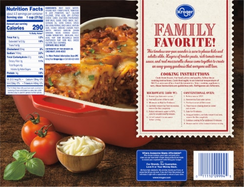Kroger® Meat Lasagna Family Size Frozen Meal Perspective: back