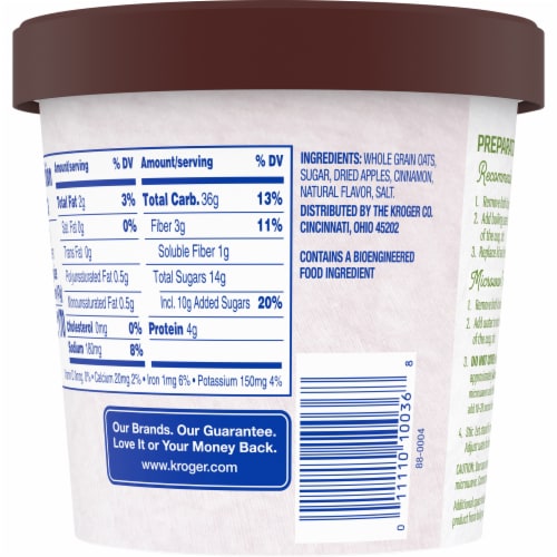 Kroger® Apple & Cinnamon Instant Oatmeal Cup Perspective: back