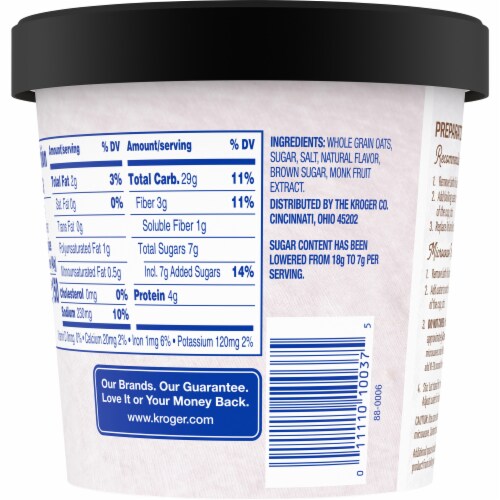 Kroger® Less Sugar Maple & Brown Sugar Instant Oatmeal Cup Perspective: back