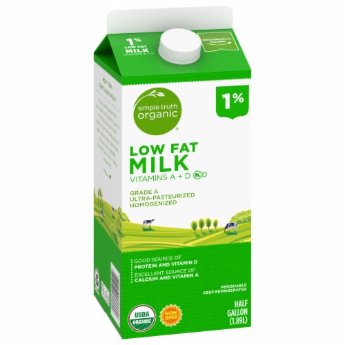 Simple Truth Organic® 1% Lowfat Milk Half Gallon Perspective: back