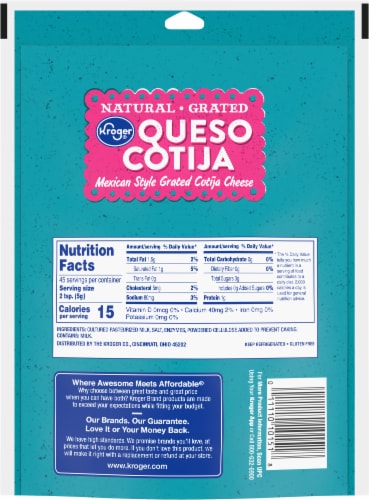 Kroger® Mexican Style Grated Queso Cotija Cheese Perspective: back