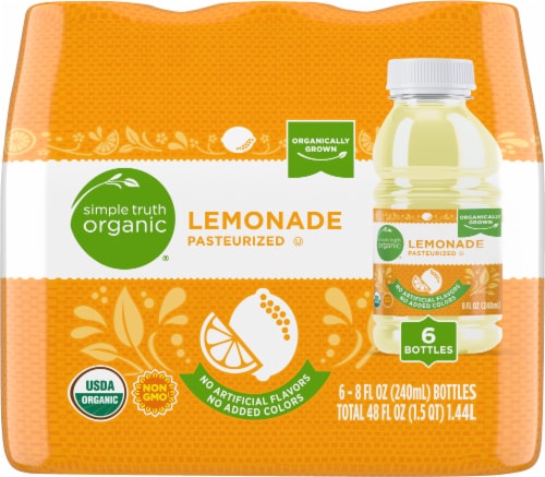 Simple Truth Organic® Non GMO Organic 6 pack Bottle Lemonade Perspective: back