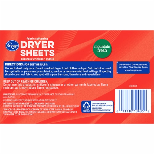 Kroger® Mountain Dryer Sheets Perspective: back