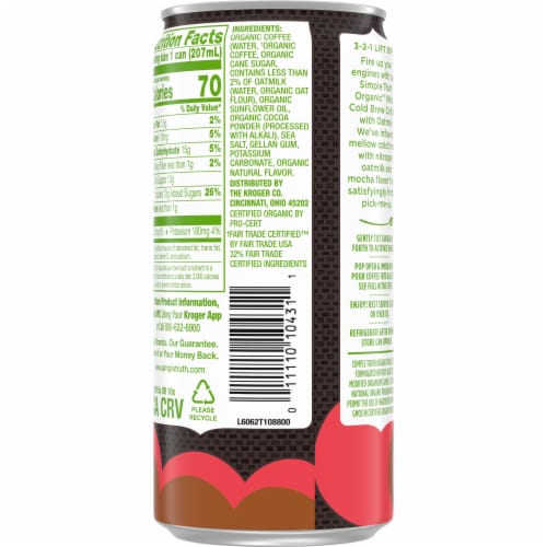 Simple Truth Organic™ Nitro Oat Milk Mocha Cold Brew Coffee Perspective: back