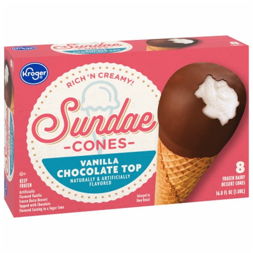 Kroger® Vanilla Chocolate Top Frozen Dairy Dessert Sundae Cones Perspective: back