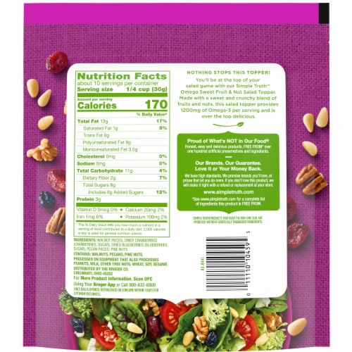 Simple Truth Omega Sweet Fruit and Nut Salad Topper Perspective: back