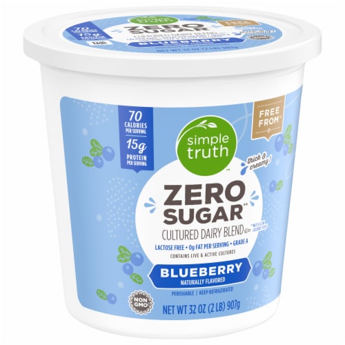 Simple Truth® Blueberry Zero Sugar Lactose Free Cultured Dairy Blend Tub Perspective: back